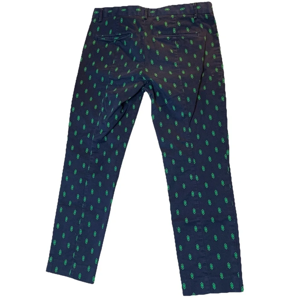 GAP Printed Slim Crop Chino Pants Navy Blue Green Mid Rise Career Office Women 6 - Picture 7 of 10